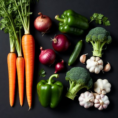 Fresh vegetables on black background