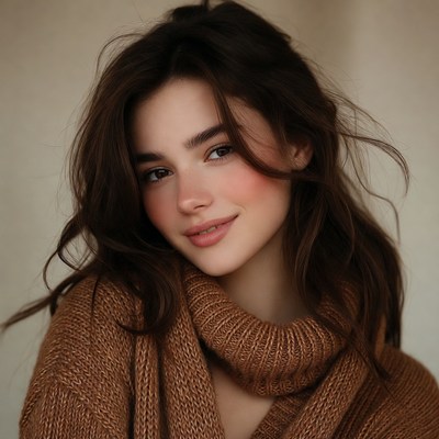 Woman in Brown Turtleneck Sweater