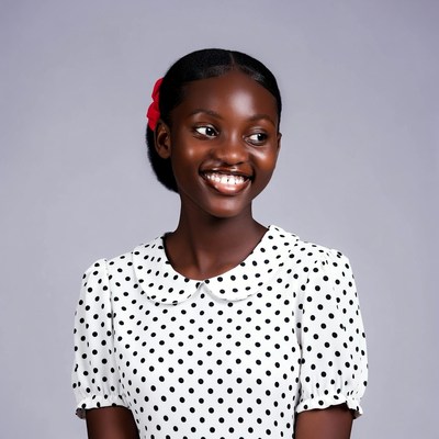 Smiling African girl with red hair clip