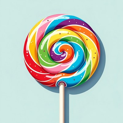 Colorful Rainbow Lollipop on Stick