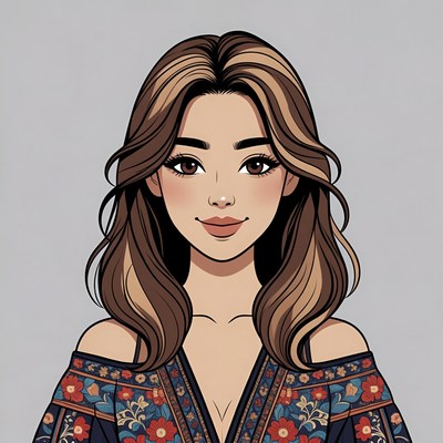 Beautiful woman in embroidered off-shoulder dress