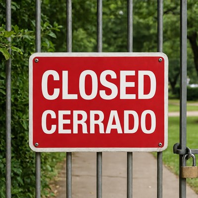 Closed Sign on Park Gate