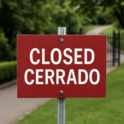 Closed Sign at Garden Gate