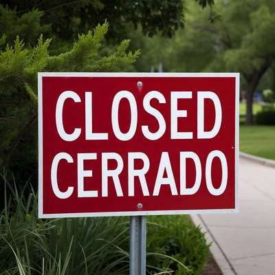 Closed Cerrado Sign in Park