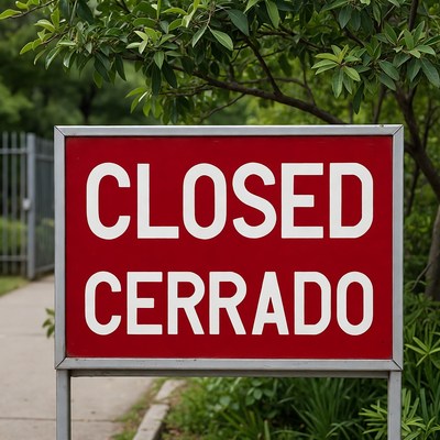 Closed Sign on Red Background Fence