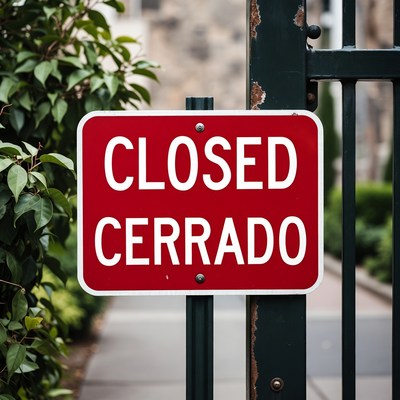 Closed Cerrado Sign on Gate