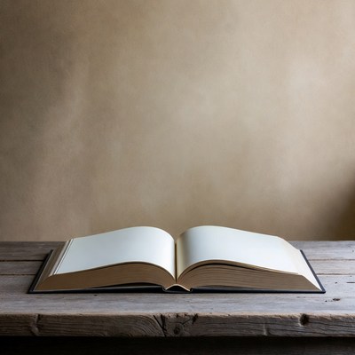 Open book on wooden table