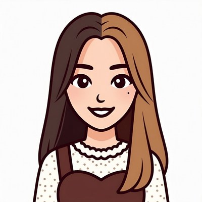 Asian girl with split black brown hair