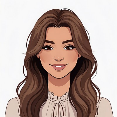 Smiling woman with long brown hair