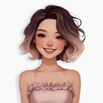 Asian girl with ombre hair smiling