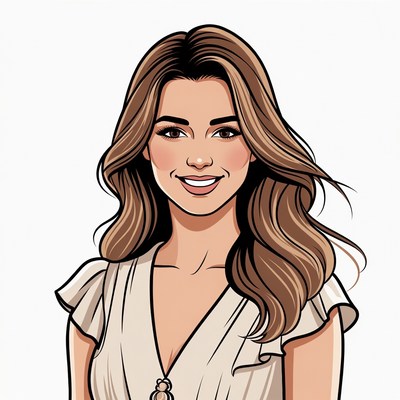 Smiling woman with wavy brown hair