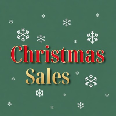 Christmas Sales Text with Snowflakes