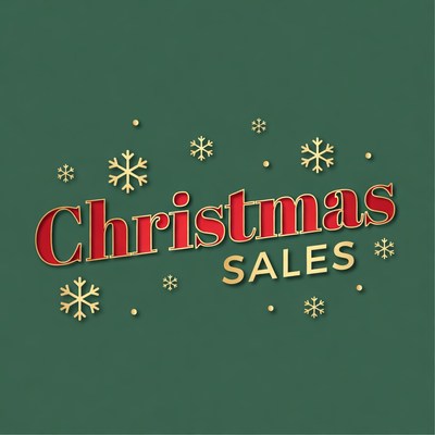 Christmas Sales Text with Snowflakes
