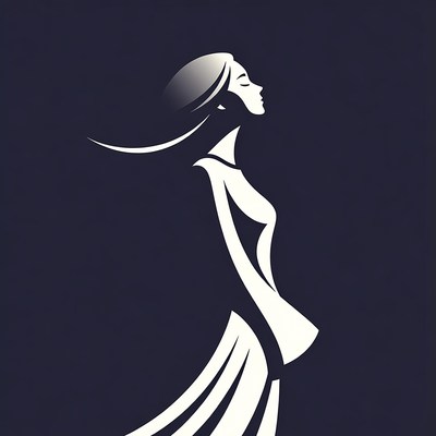 Silhouette of woman with flowing hair