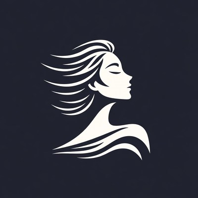 Profile of Woman with Flowing Hair