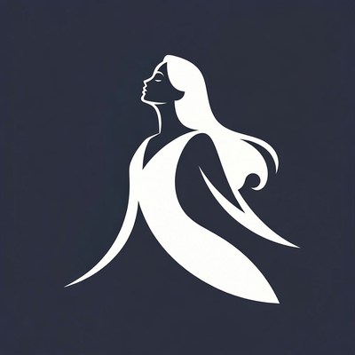 Silhouette of woman with flowing hair