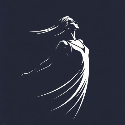 Silhouette woman with flowing hair