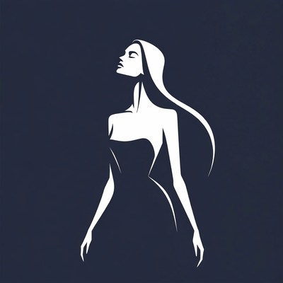 Silhouette of woman in flowing dress