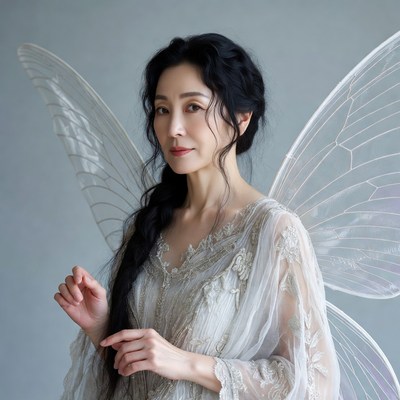 Asian woman with fairy wings