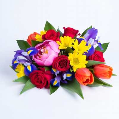 Colorful Flower Bouquet on White Background