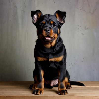 Cute Rottweiler puppy sitting