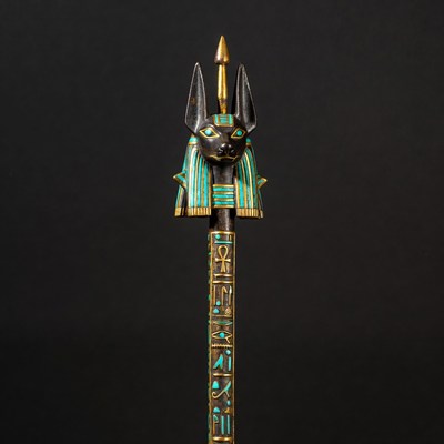 Anubis Staff on Black Background
