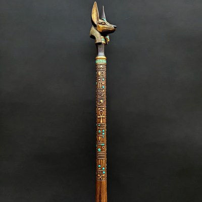 Anubis Staff on Black Background