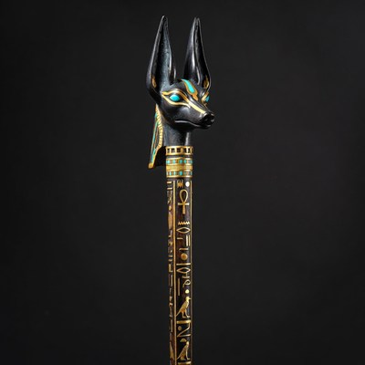 Anubis Staff with Hieroglyphs