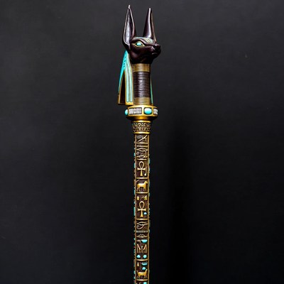 Anubis Staff on Black Background