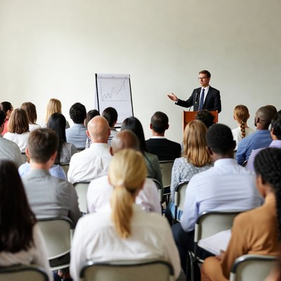 Man speaking at business conference