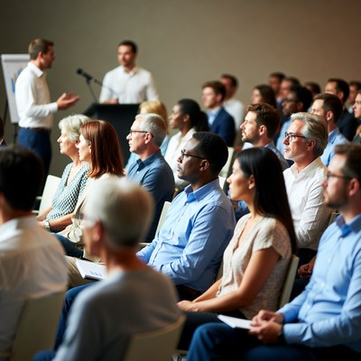 Man speaking at business conference