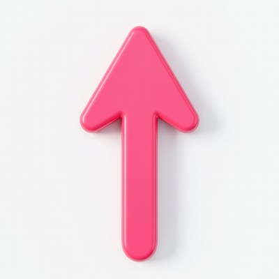 Pink upward arrow isolated