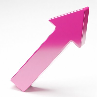 Pink 3D Arrow on White