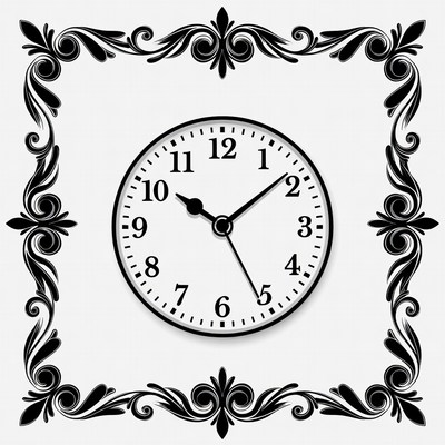 Ornate Framed Clock Illustration