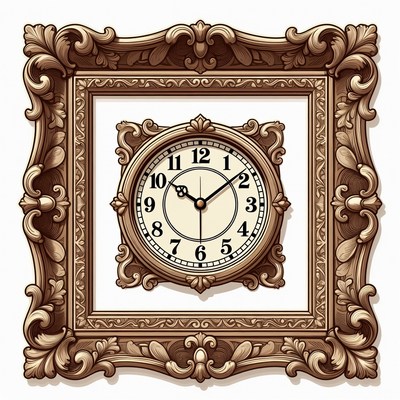 Ornate Framed Clock Illustration
