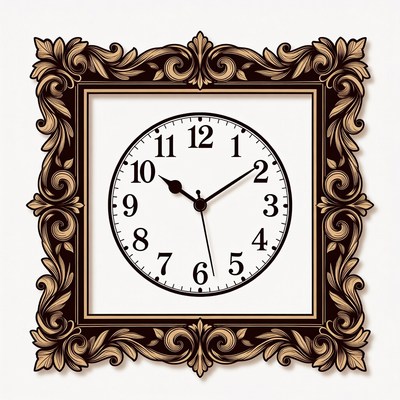 Ornate Framed Clock Showing 2:10