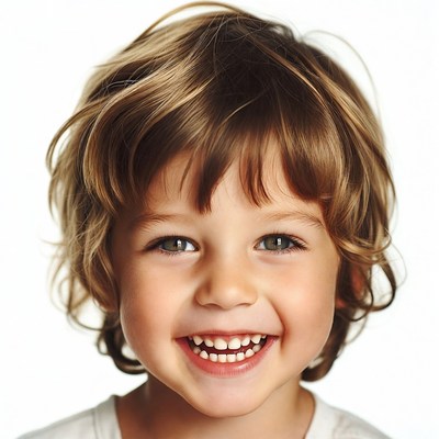 Smiling toddler boy with curly hair