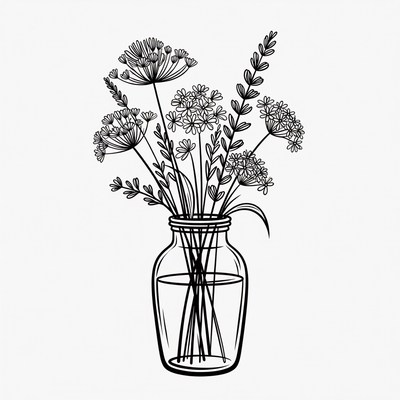 Wildflowers in Glass Jar