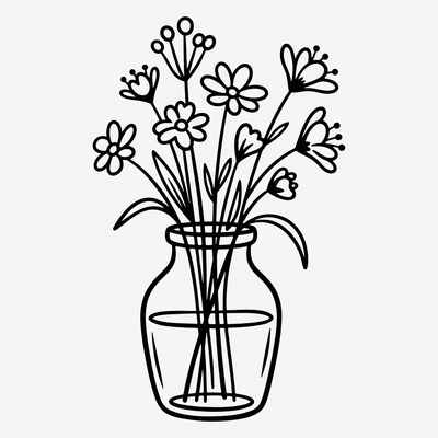 Bouquet of Flowers in Glass Vase