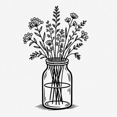 Wildflowers in Glass Jar