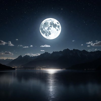 Full Moon Over Mountain Lake