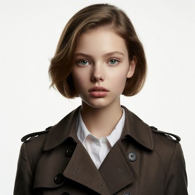 Young woman in brown trench coat