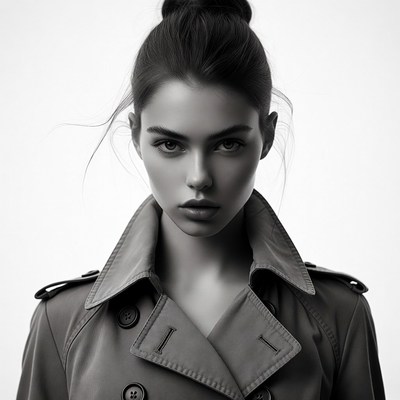 Woman in trench coat with bun
