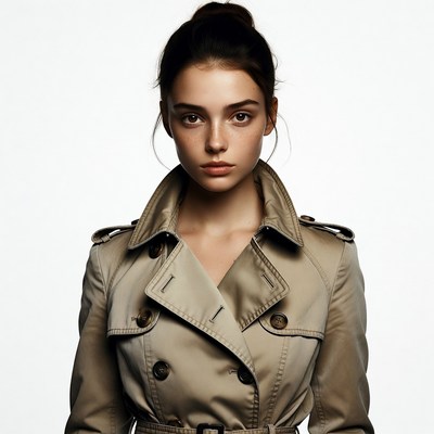 Woman in beige trench coat