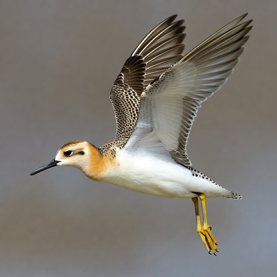 Kentish Plover Flying with Wings Spread