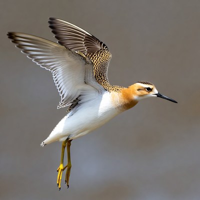 Kentish Plover Flying with Wings Spread