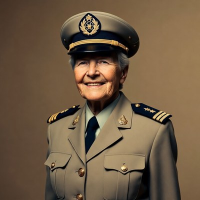 Elderly woman in naval uniform