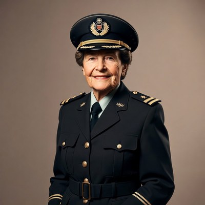Elderly woman in naval uniform