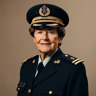 Elderly woman in military uniform