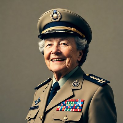 Elderly woman in military uniform